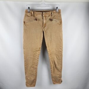 Ralph Lauren Sport Pants Women 12 Tan Equestrian Riding Twill Ankle Snap (28x27)